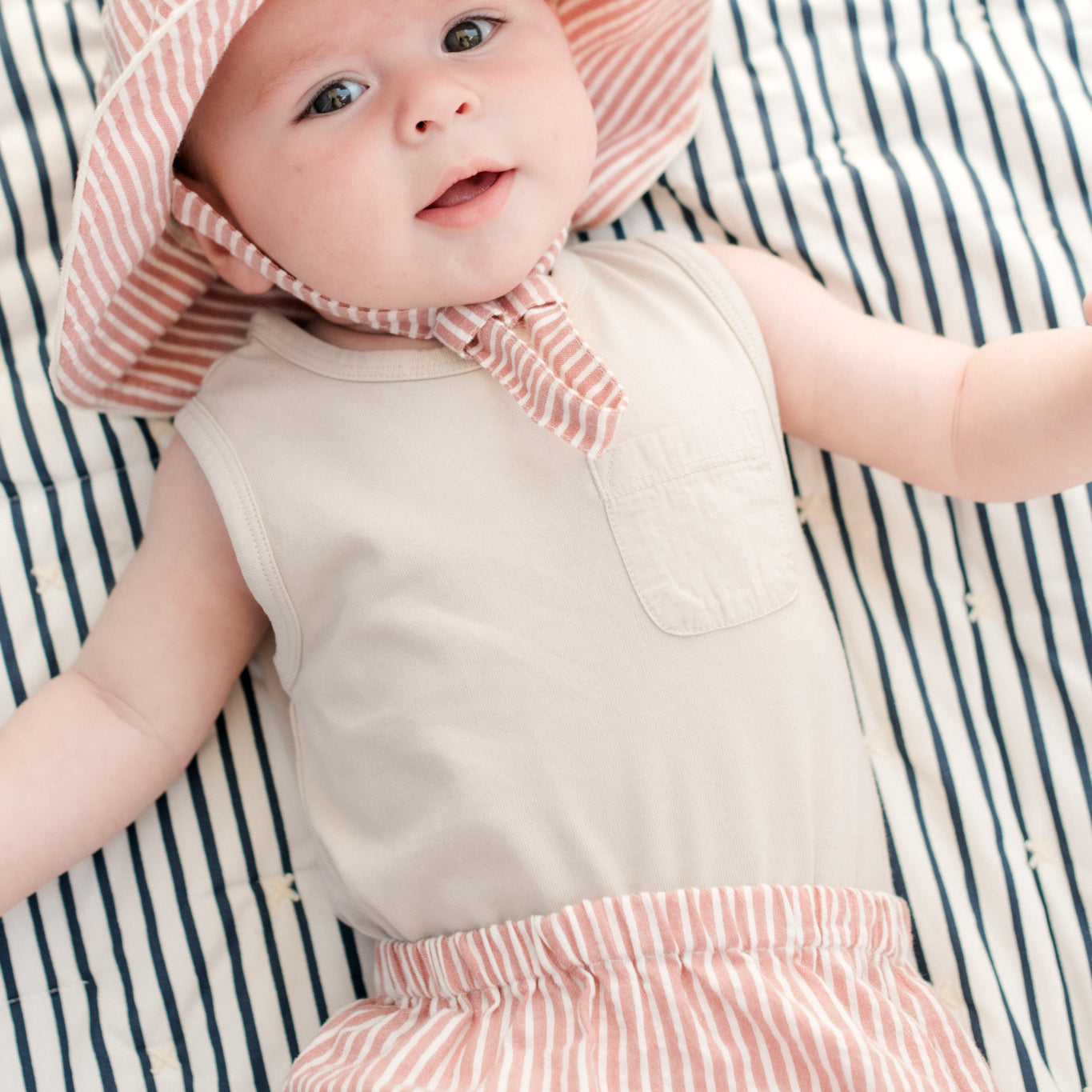 Pehr-Seersucker Bucket Hat-Anchor Red-Baby-3