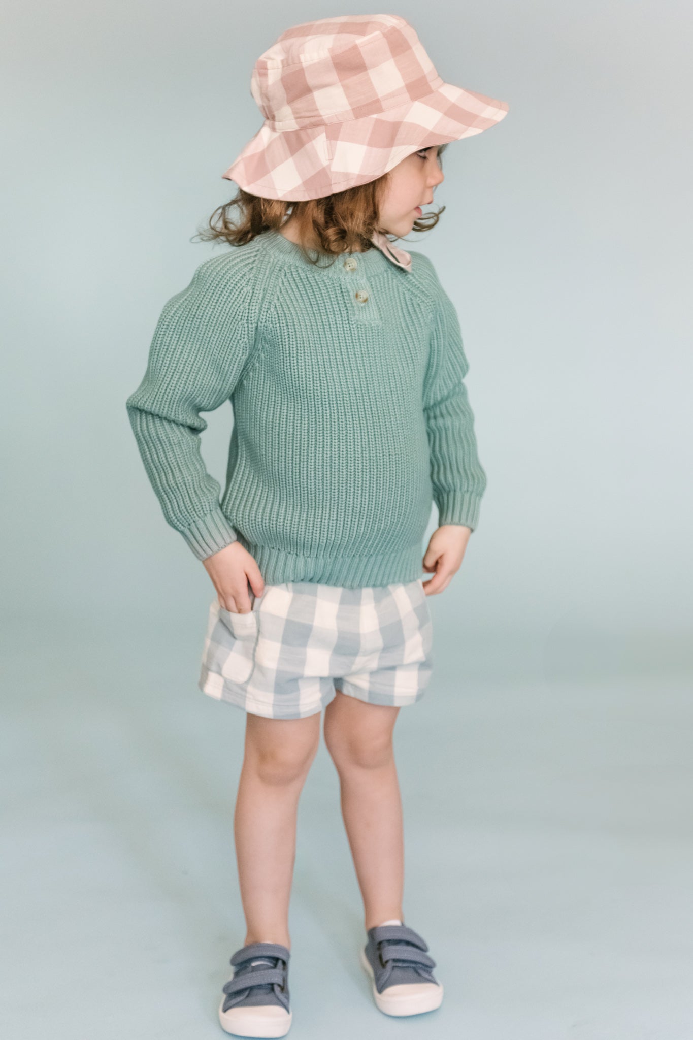 Pehr-Checkmate Bucket Hat - Checkmate Iris-Toddler-2