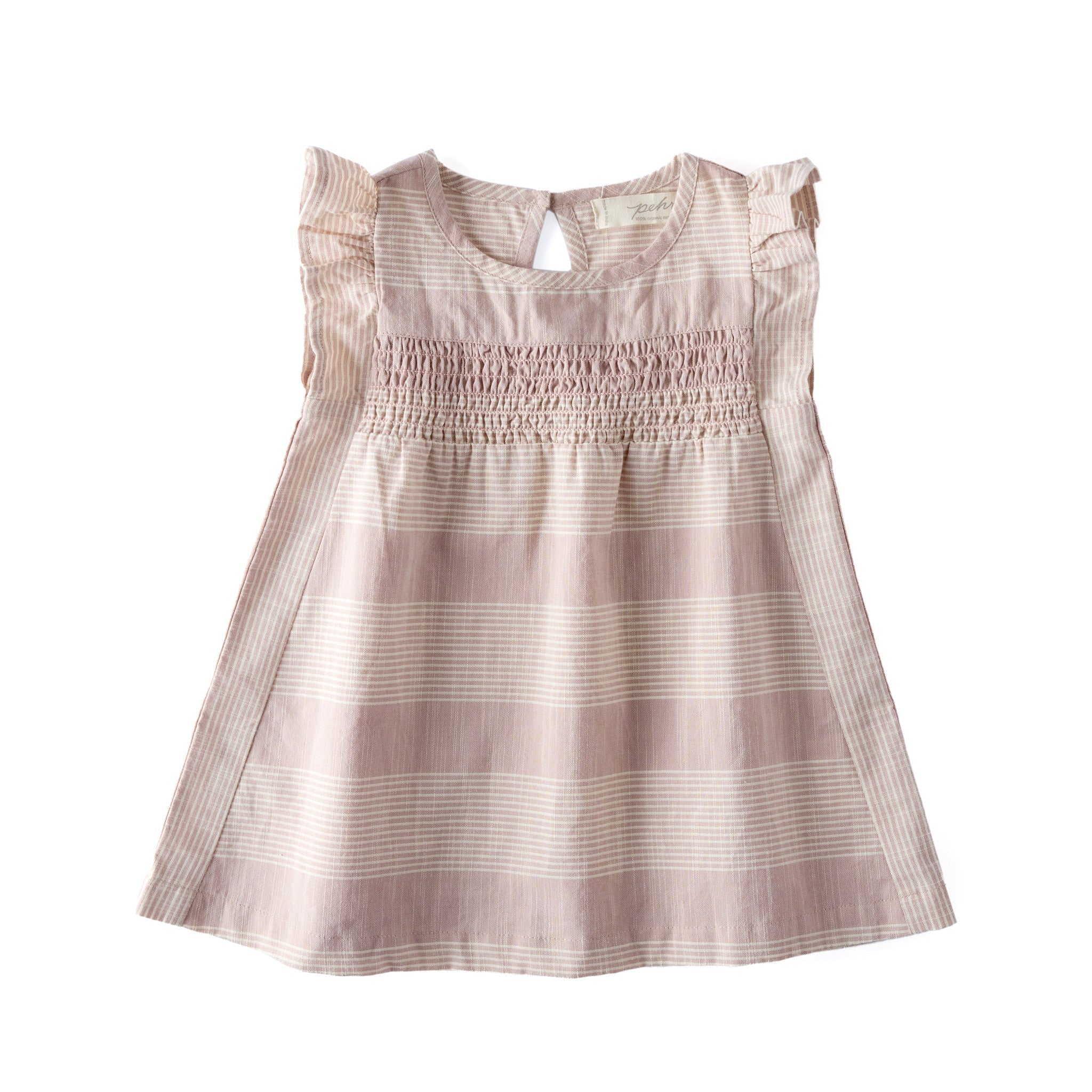 Pehr-Ruffle Dress-Coastal Stripe Mauve-1