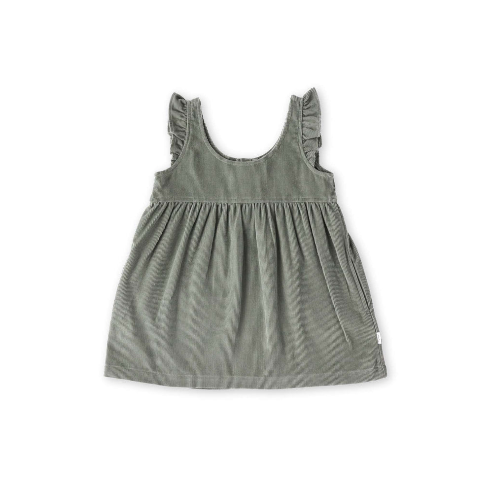 Corduroy Kids Pinafore Dress Dress Pehr Canada Sage 6 T 