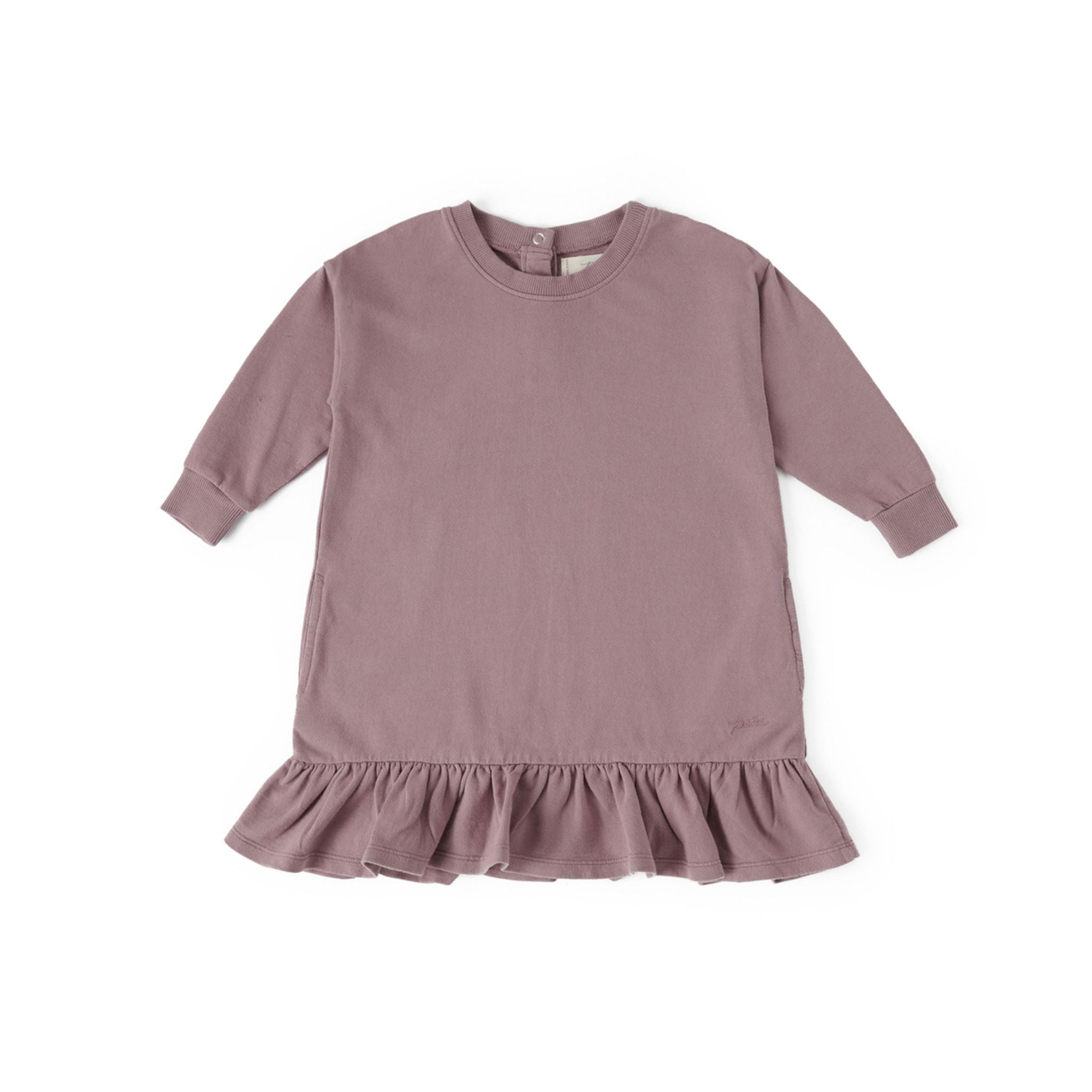 Kids French Terry Ruffle Hem Dress Dress Pehr Canada Plum 6 T