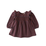 Pehr-Flannel Smocked Dress-Mulberry/Ink-1