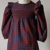Pehr-Flannel Smocked Dress-Mulberry/Ink-3