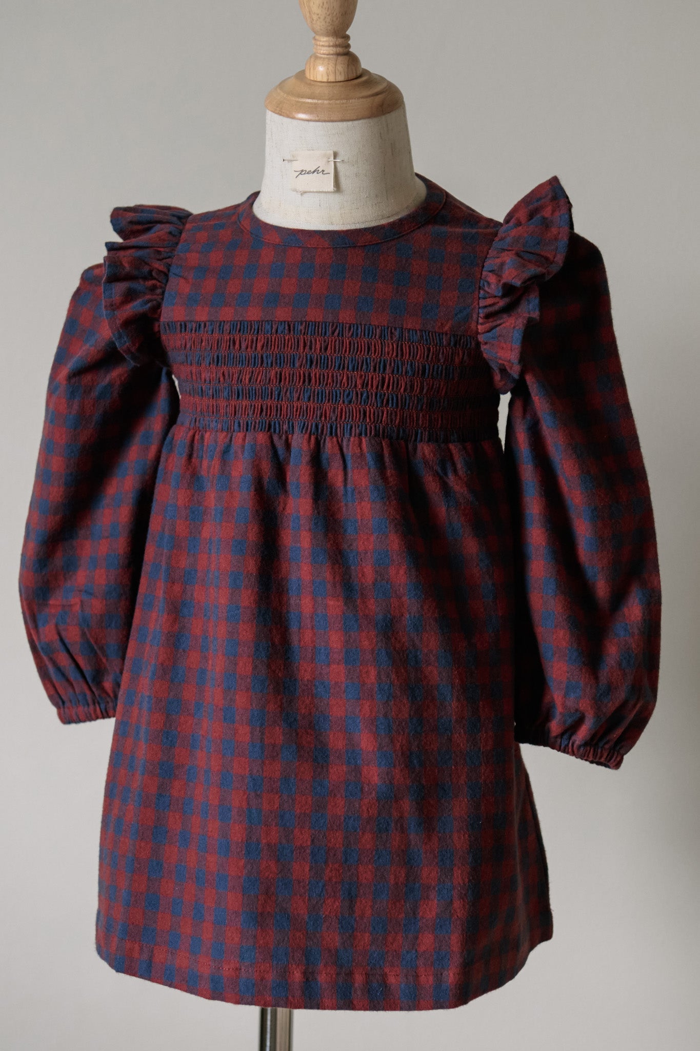 Pehr-Flannel Smocked Dress-Mulberry/Ink-3