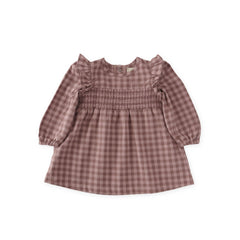 Pehr-Flannel Smocked Dress-Thistle/Light Thistle-1