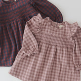 Pehr-Flannel Smocked Dress-Thistle/Light Thistle-2