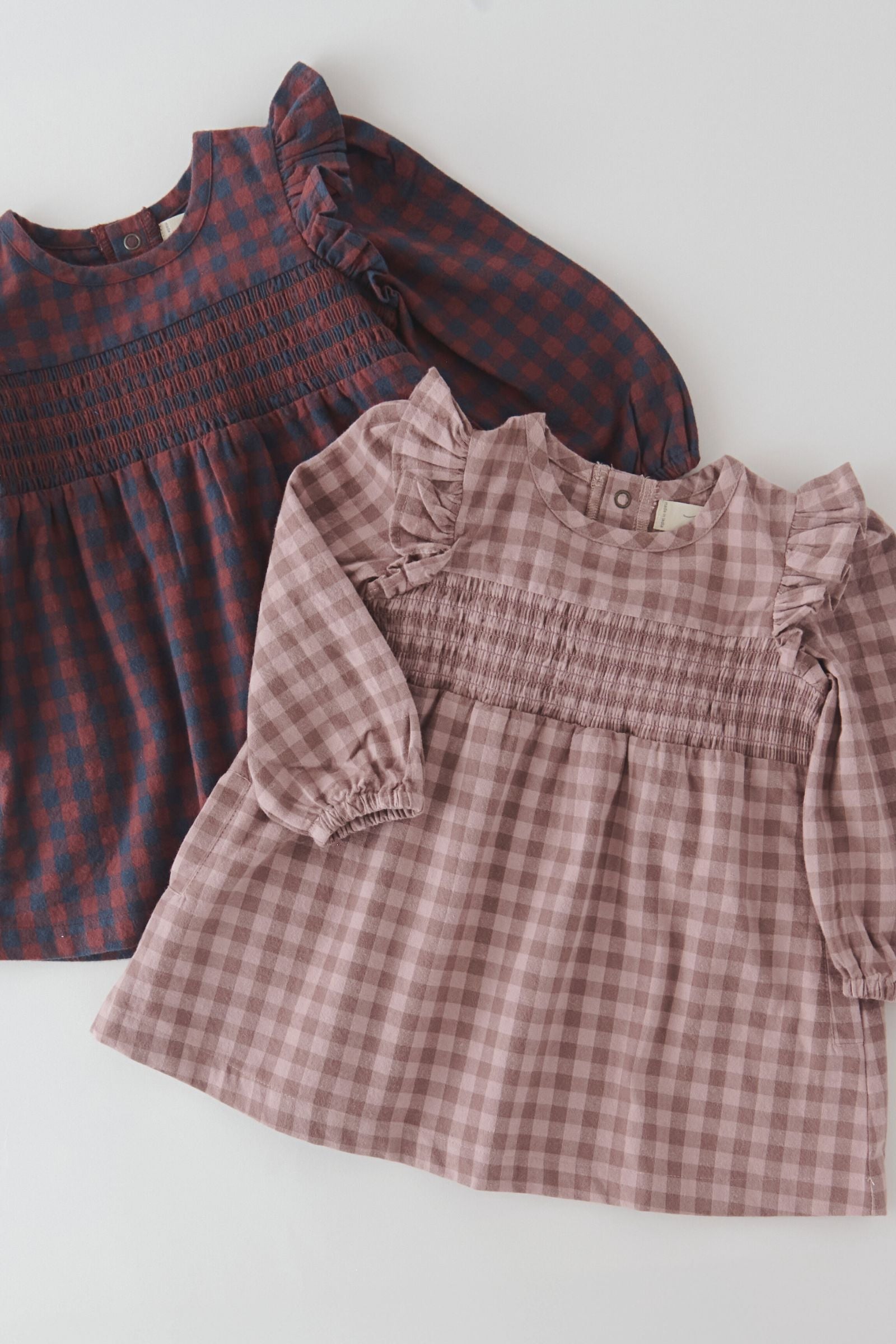 Pehr-Flannel Smocked Dress-Thistle/Light Thistle-2