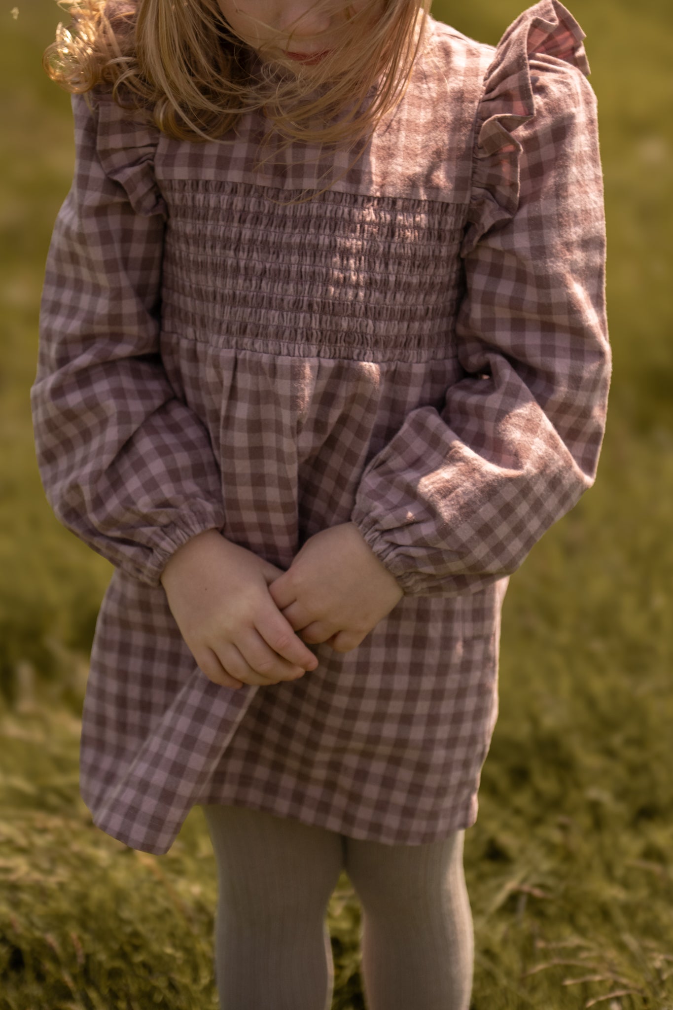 Pehr-Flannel Smocked Dress-Thistle/Light Thistle-3