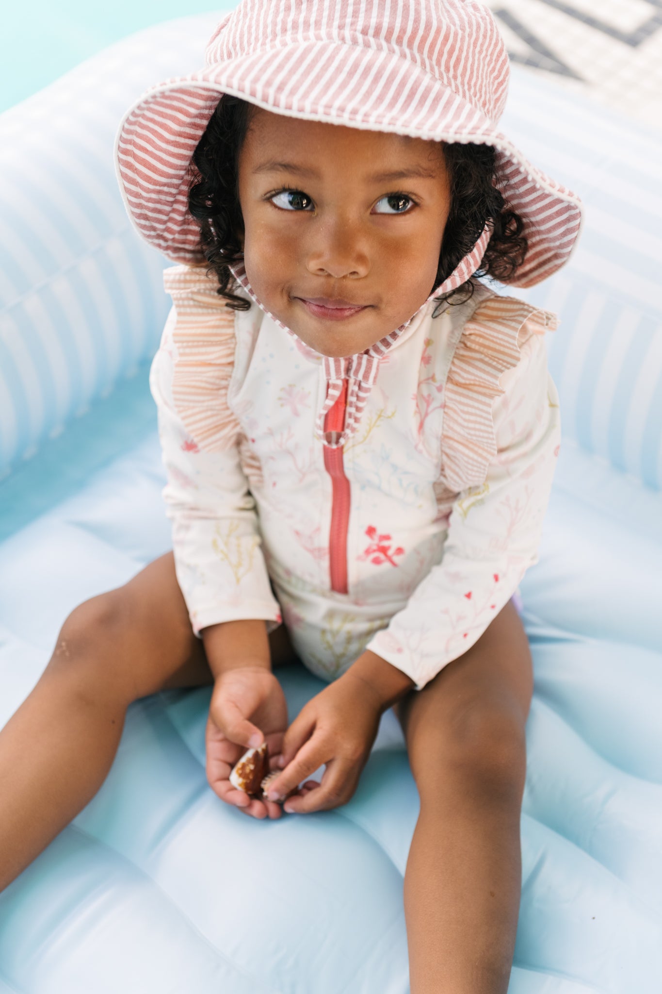 Swim Long Sleeve Ruffle One-Piece - Sea Bloom