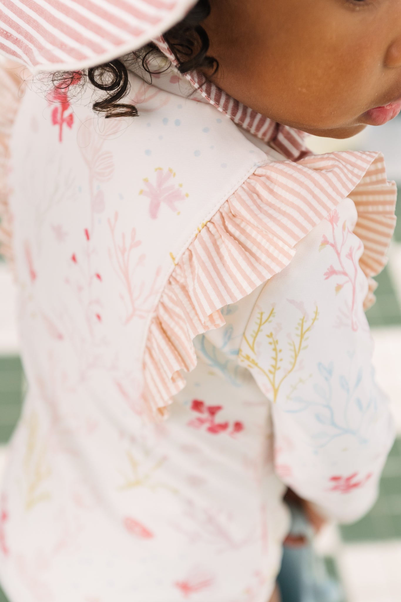 Swim Long Sleeve Ruffle One-Piece - Sea Bloom