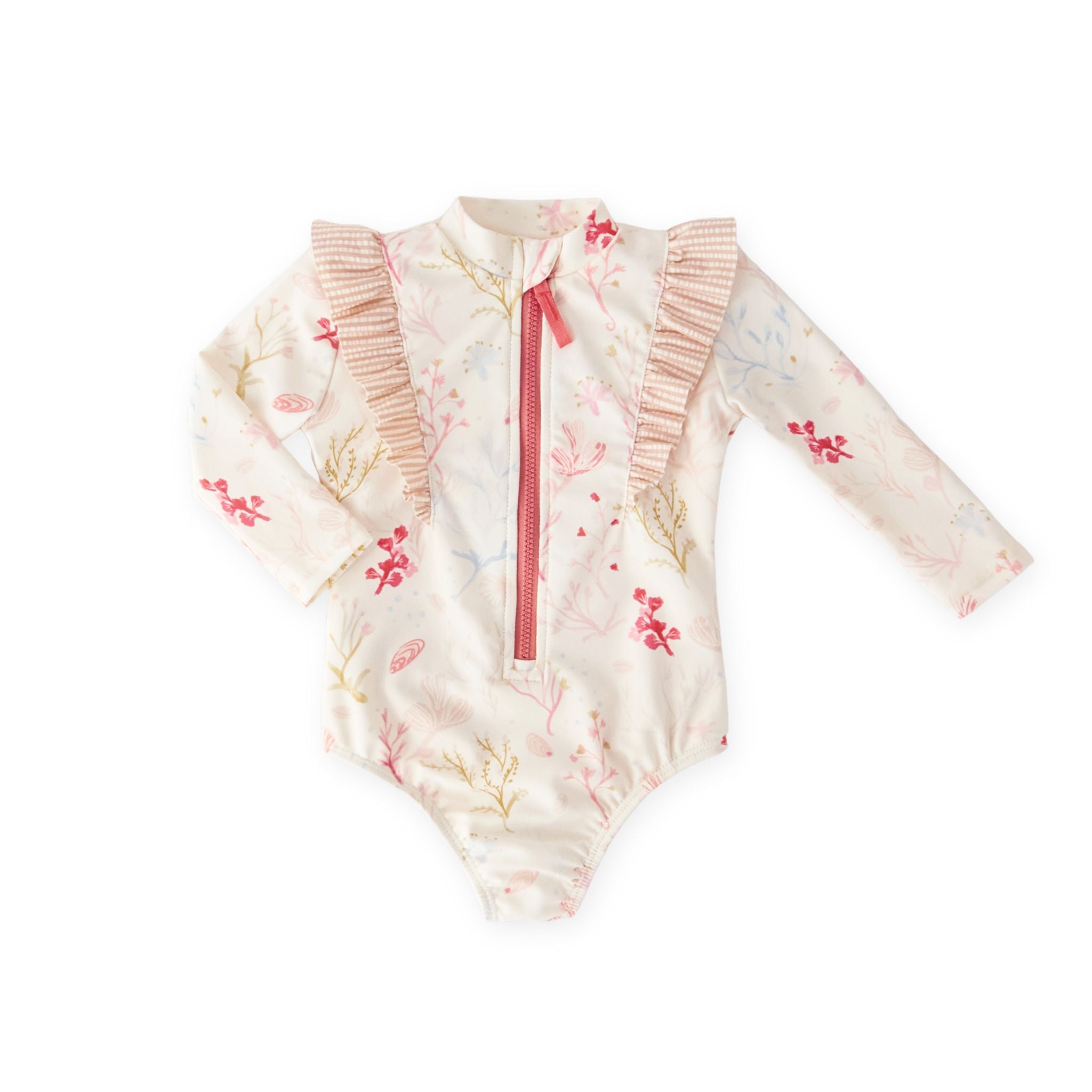 Swim Long Sleeve Ruffle One-Piece - Sea Bloom