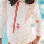 Swim Long Sleeve Ruffle One-Piece - Sea Bloom