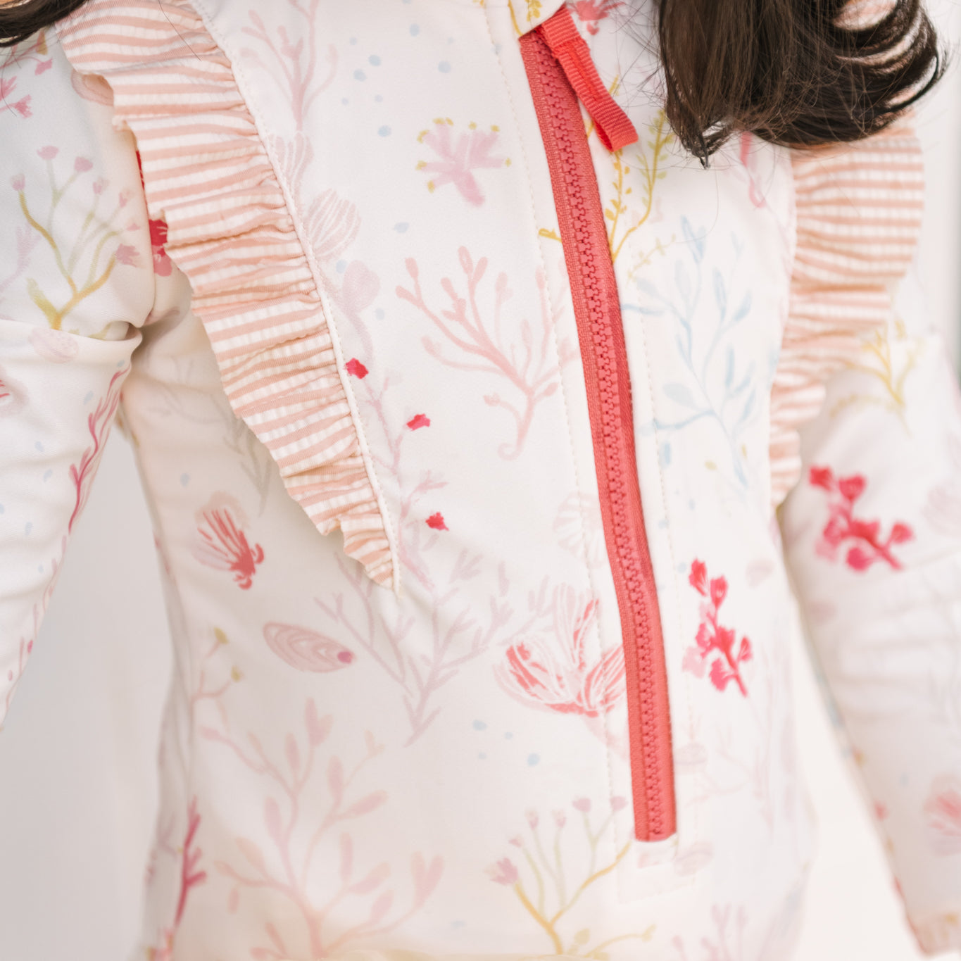 Swim Long Sleeve Ruffle One-Piece - Sea Bloom