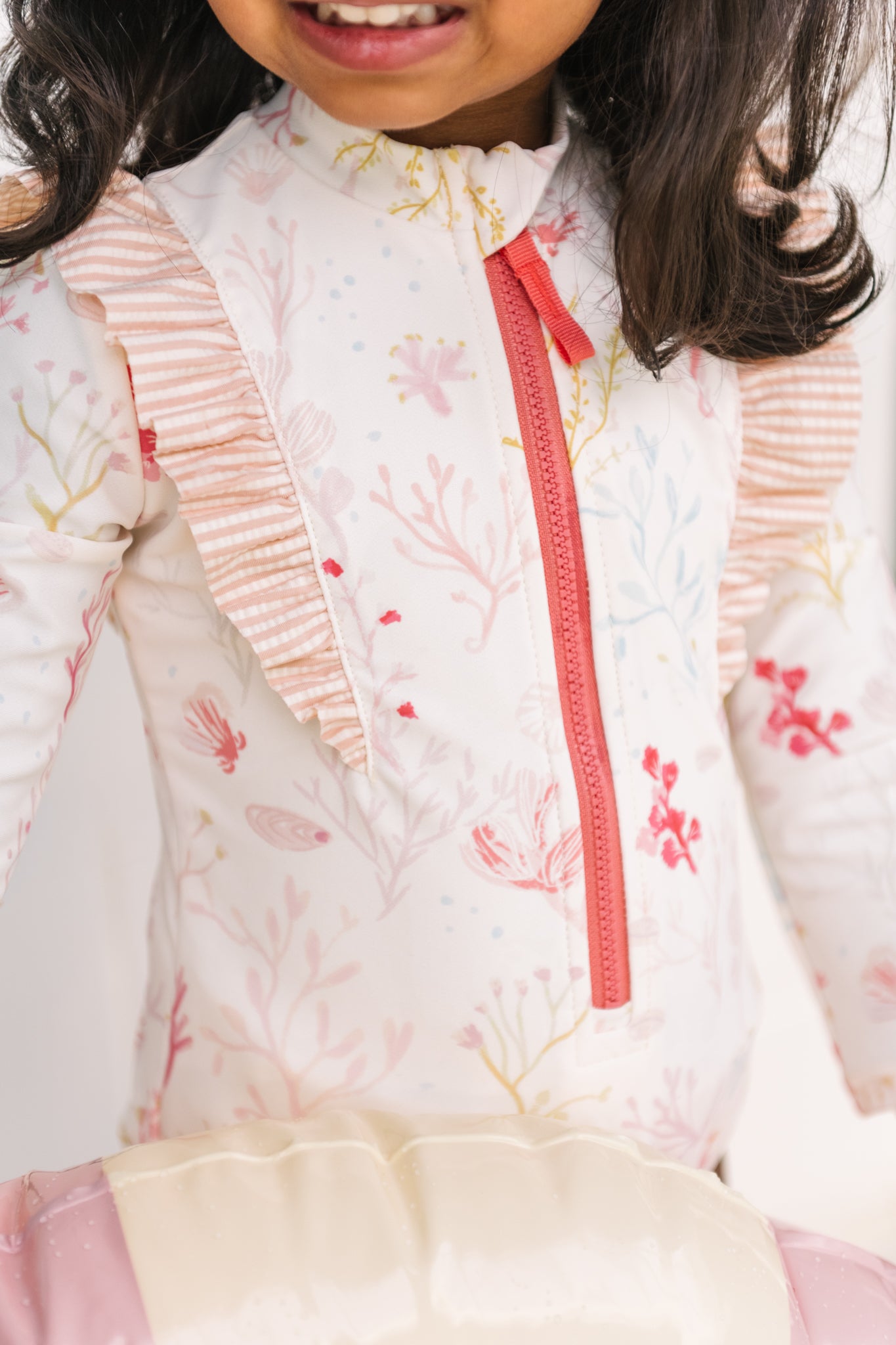 Swim Long Sleeve Ruffle One-Piece - Sea Bloom