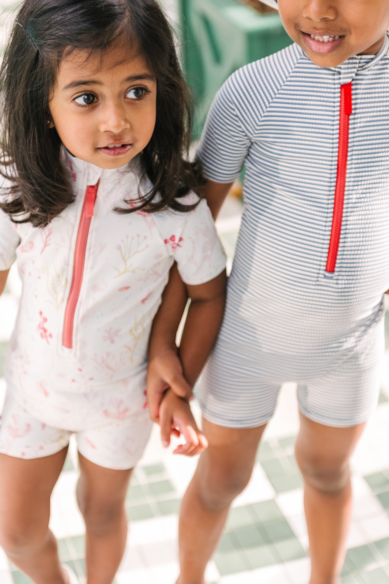 Swim Short Sleeve One-Piece - Sea Bloom