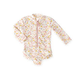 Swim Long Sleeve Hip Ruffle One-Piece - Floret