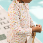 Swim Long Sleeve Hip Ruffle One-Piece - Floret