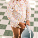 Swim Long Sleeve Hip Ruffle One-Piece - Floret