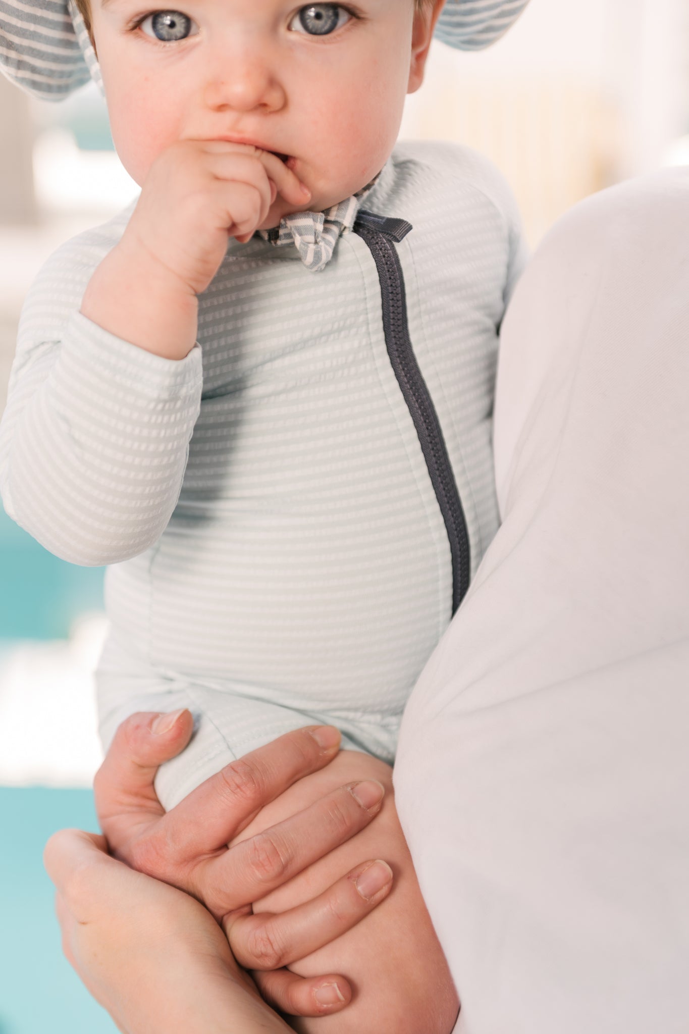 Swim Long Sleeve One-Piece - Seersucker Lake