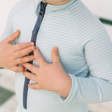 Swim Long Sleeve One-Piece - Seersucker Lake