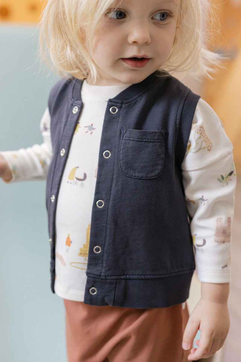 Pehr-French Terry Patch Pocket Vest-Ink Blue-3