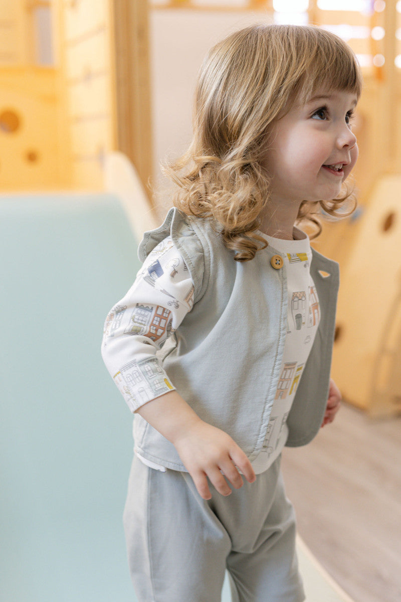 Pehr-French Terry Ruffle Vest-Soft Sea-5