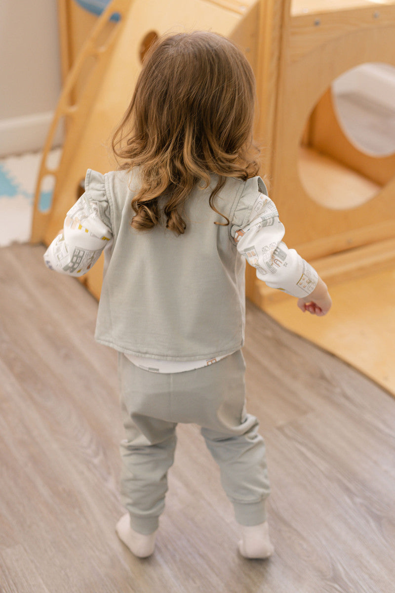 Pehr-French Terry Ruffle Vest-Soft Sea-6