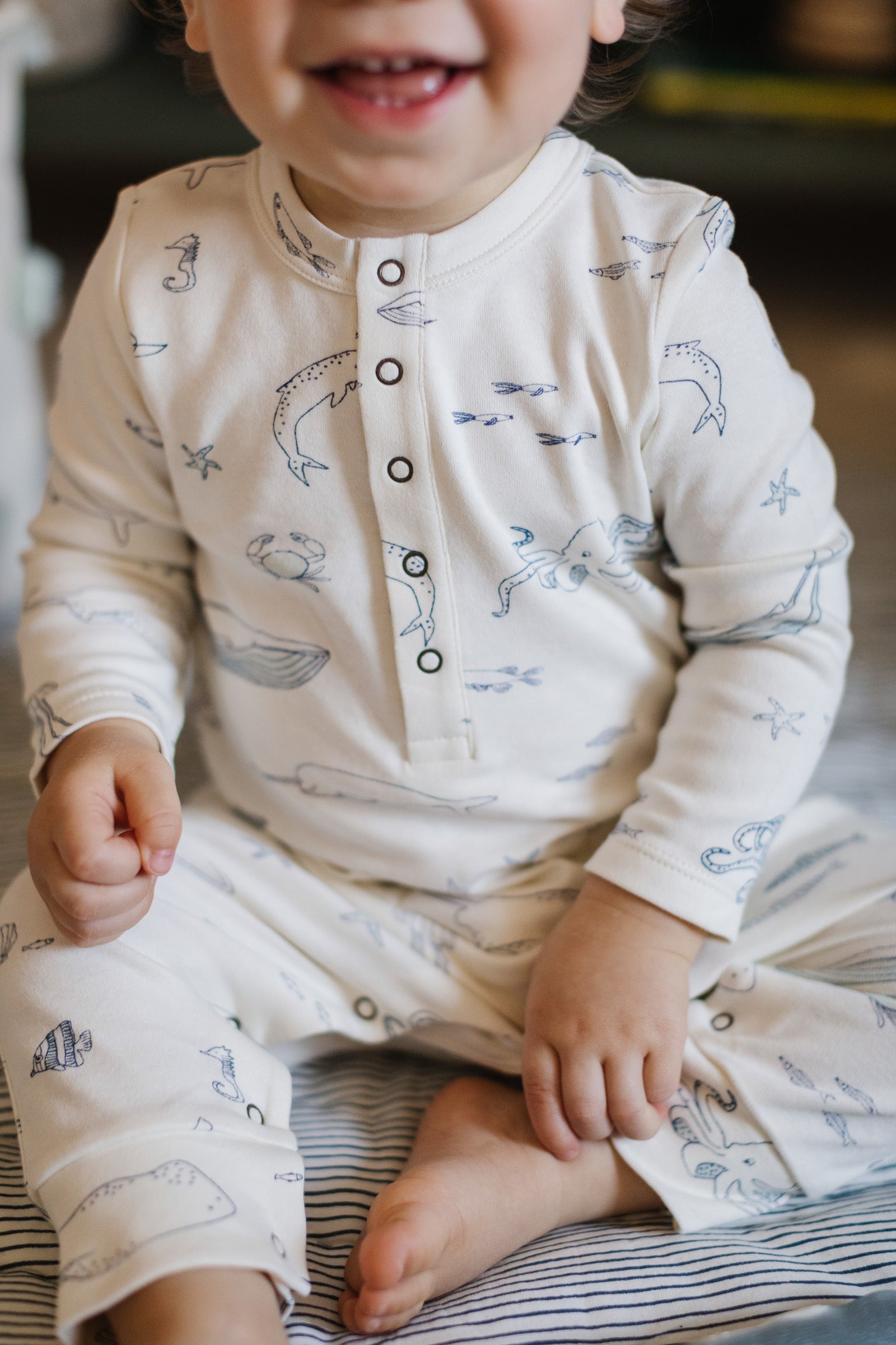Pehr-Henley Patch Pocket Romper-Life Aquatic-2