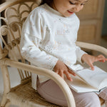 Pehr-Dropped Shoulder Long Sleeve Toddler Top-Flower Patch-3