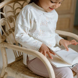 Pehr-Dropped Shoulder Long Sleeve Toddler Top-Flower Patch-3