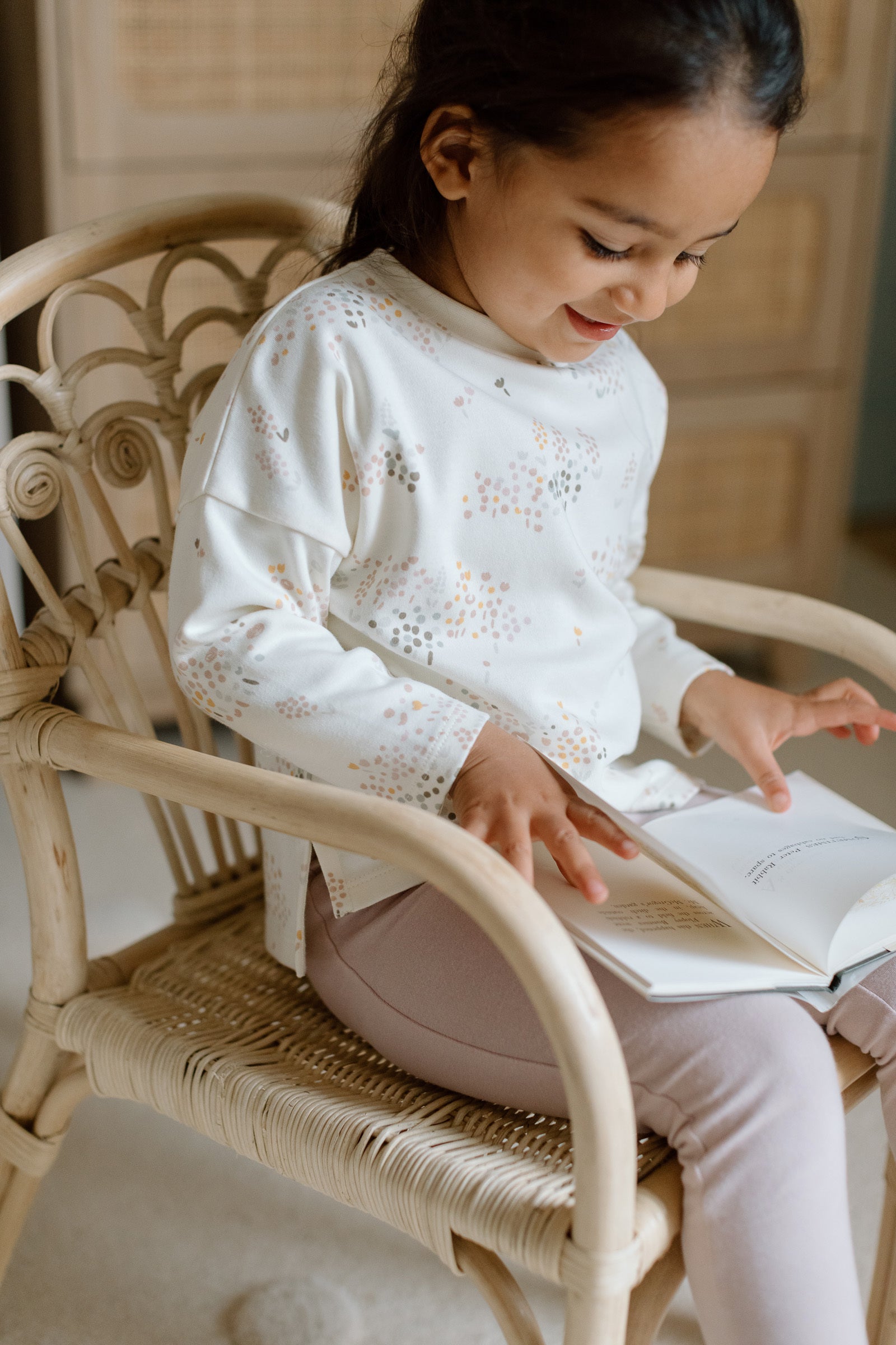Pehr-Dropped Shoulder Long Sleeve Toddler Top-Flower Patch-3