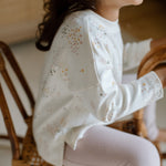 Pehr-Dropped Shoulder Long Sleeve Toddler Top-Flower Patch-2