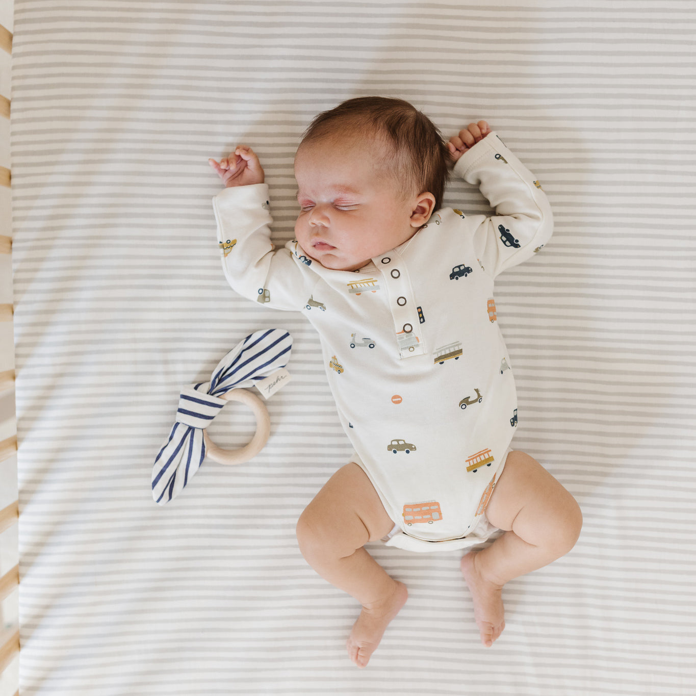 Pehr-Striped Crib Sheet-Stripes Away Pebble Grey-4