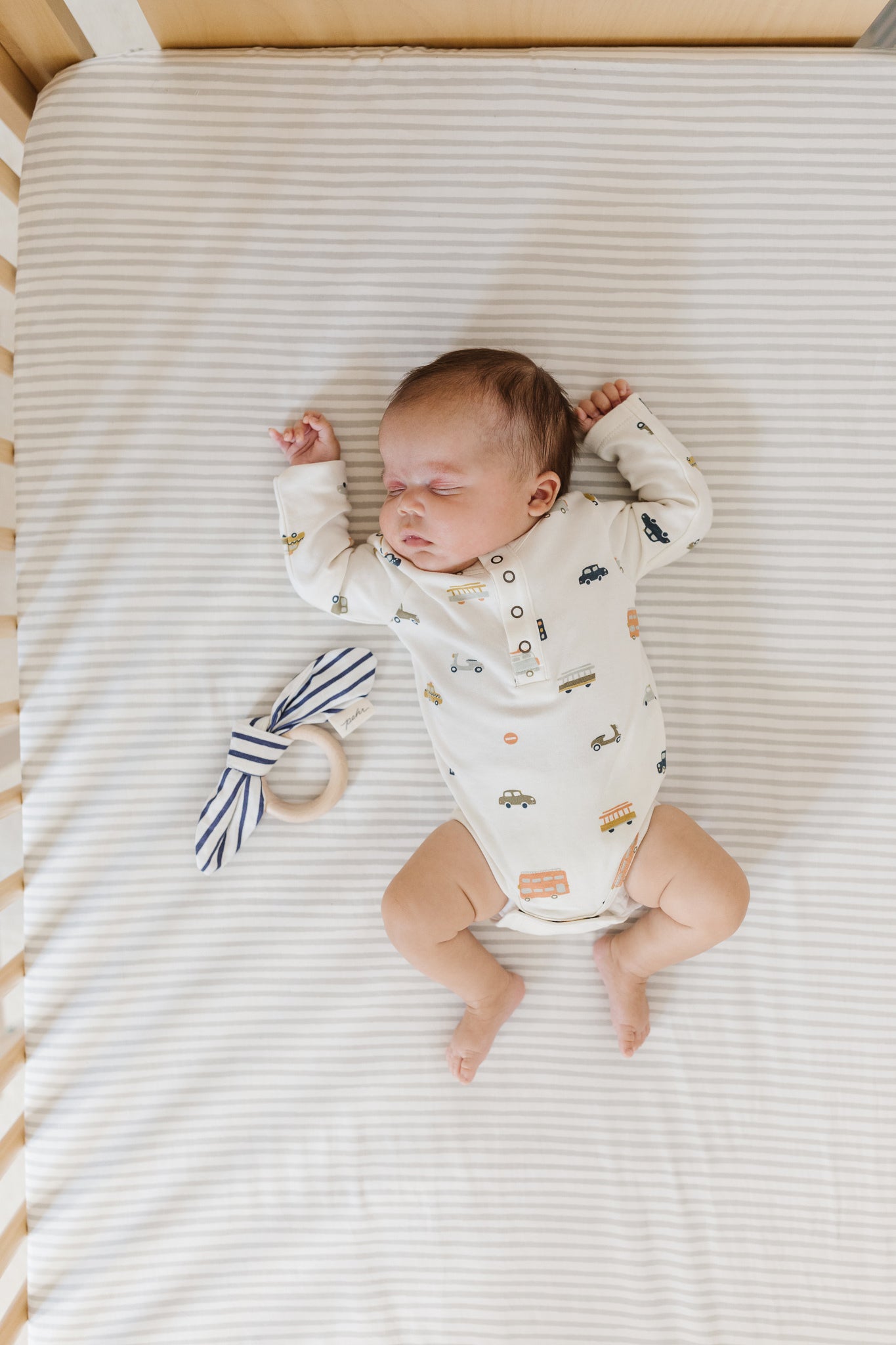 Pehr-Striped Crib Sheet-Stripes Away Pebble Grey-4