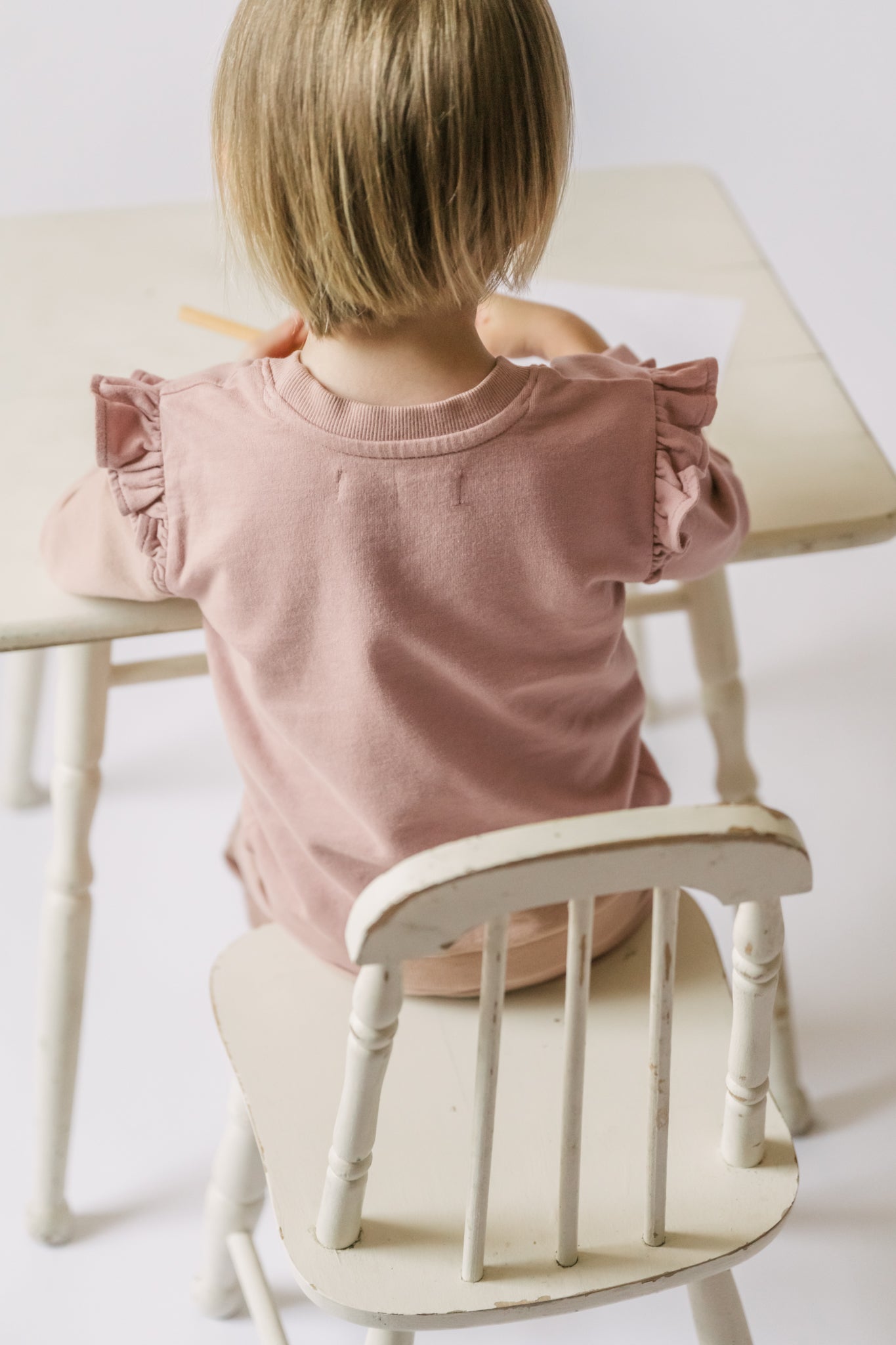 Pehr-Toddler French Terry Ruffle Sweatshirt-Soft Peony-4