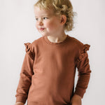 Pehr-Toddler French Terry Ruffle Sweatshirt-Clay-2