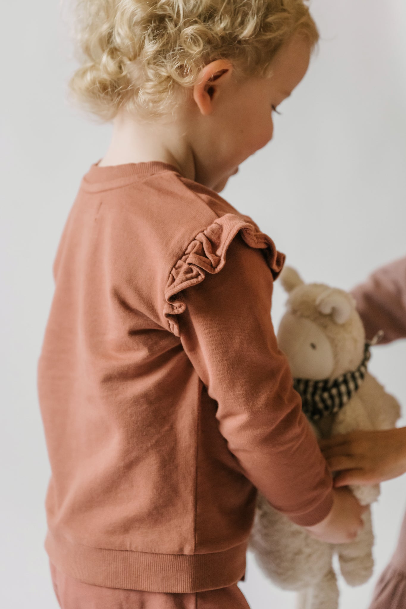 Pehr-Toddler French Terry Ruffle Sweatshirt-Clay-4