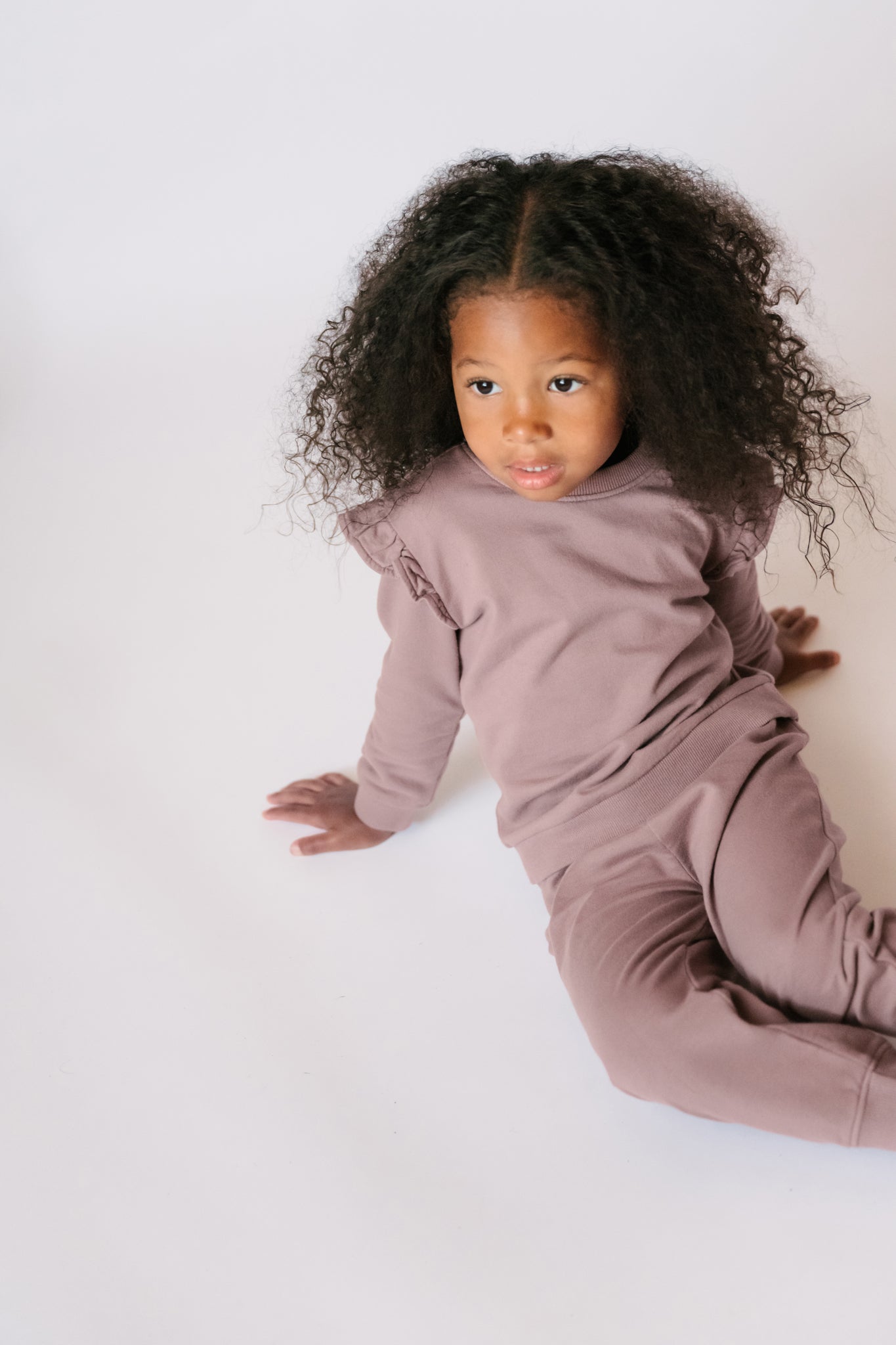 Pehr-Toddler French Terry Ruffle Sweatshirt-Plum-4