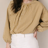 Pehr-Gingham Women's Blouse-Dijon-2