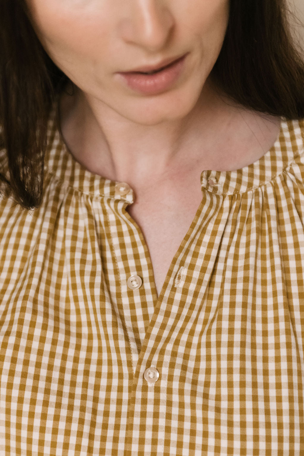 Pehr-Gingham Women's Blouse-Dijon-4