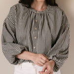 Pehr-Gingham Women's Blouse-Indigo-2