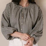 Pehr-Gingham Women's Blouse-Indigo-2