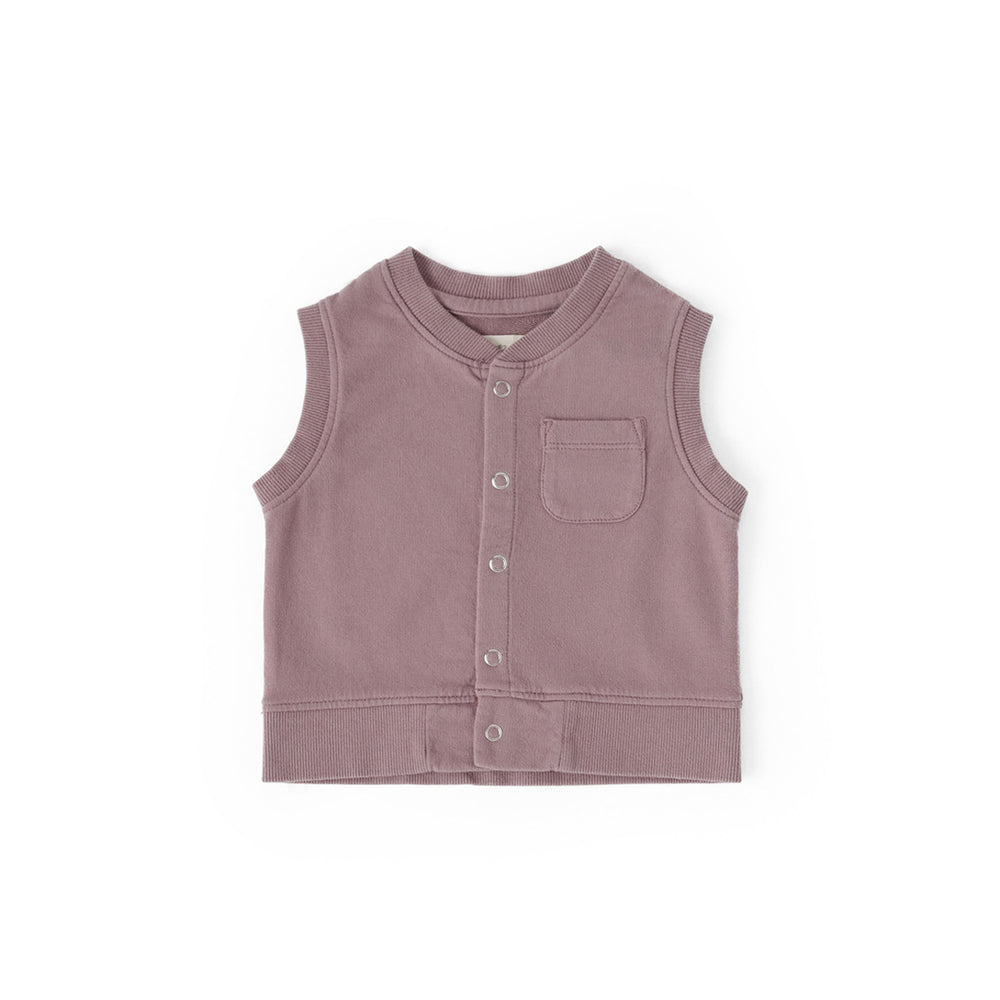 French Terry Patch Pocket Vest Top Pehr Canada Plum 0 - 6 mos. 