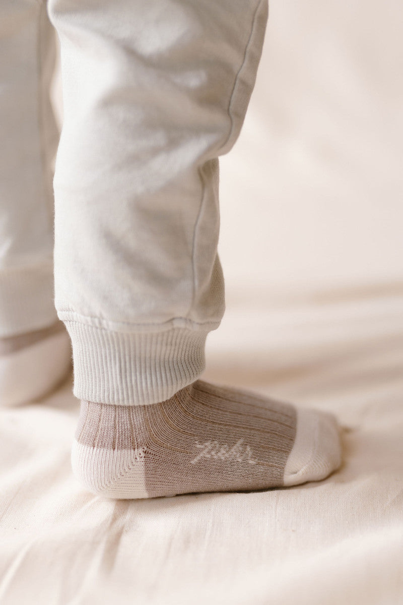Pehr-Crew Socks with Grips 3 - Pack-Light Mushroom Set-2