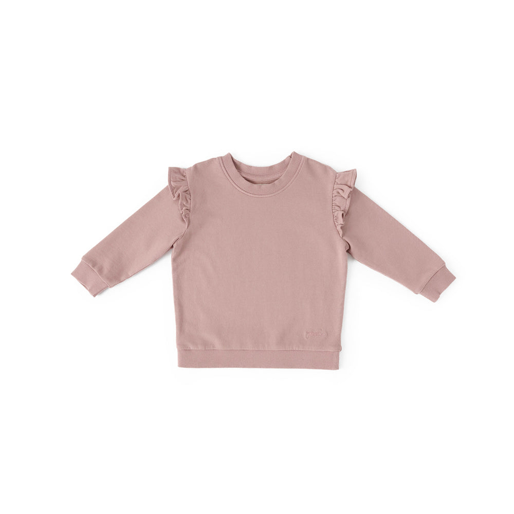 Toddler French Terry Ruffle Sweatshirt Top Pehr Canada Soft Peony 18 - 24 mos. 