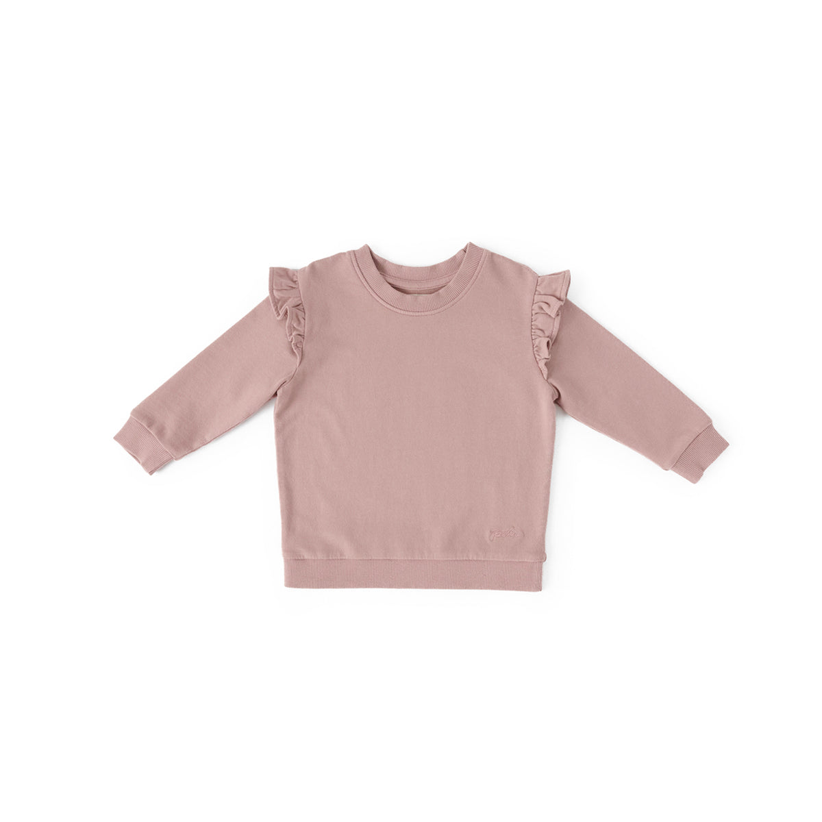 Pehr-Kids French Terry Ruffle Sweatshirt-Soft Peony-1