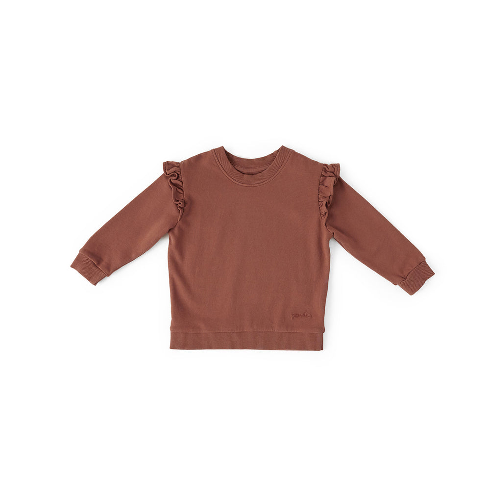 Toddler French Terry Ruffle Sweatshirt Top Pehr Canada Clay 18 - 24 mos. 
