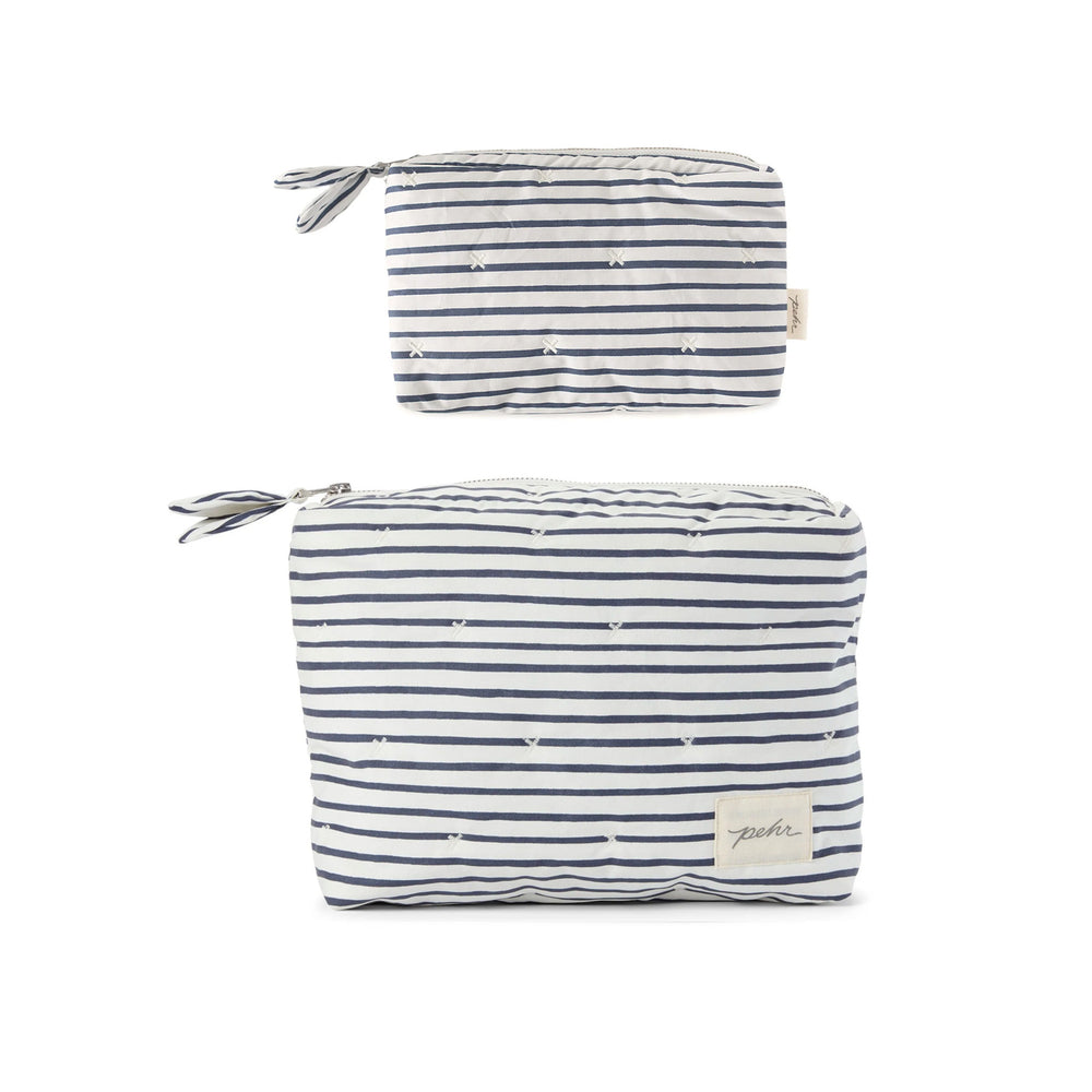 On The Go Pouch Set KIT - Travel Pehr Canada Stripes Away Ink Blue  