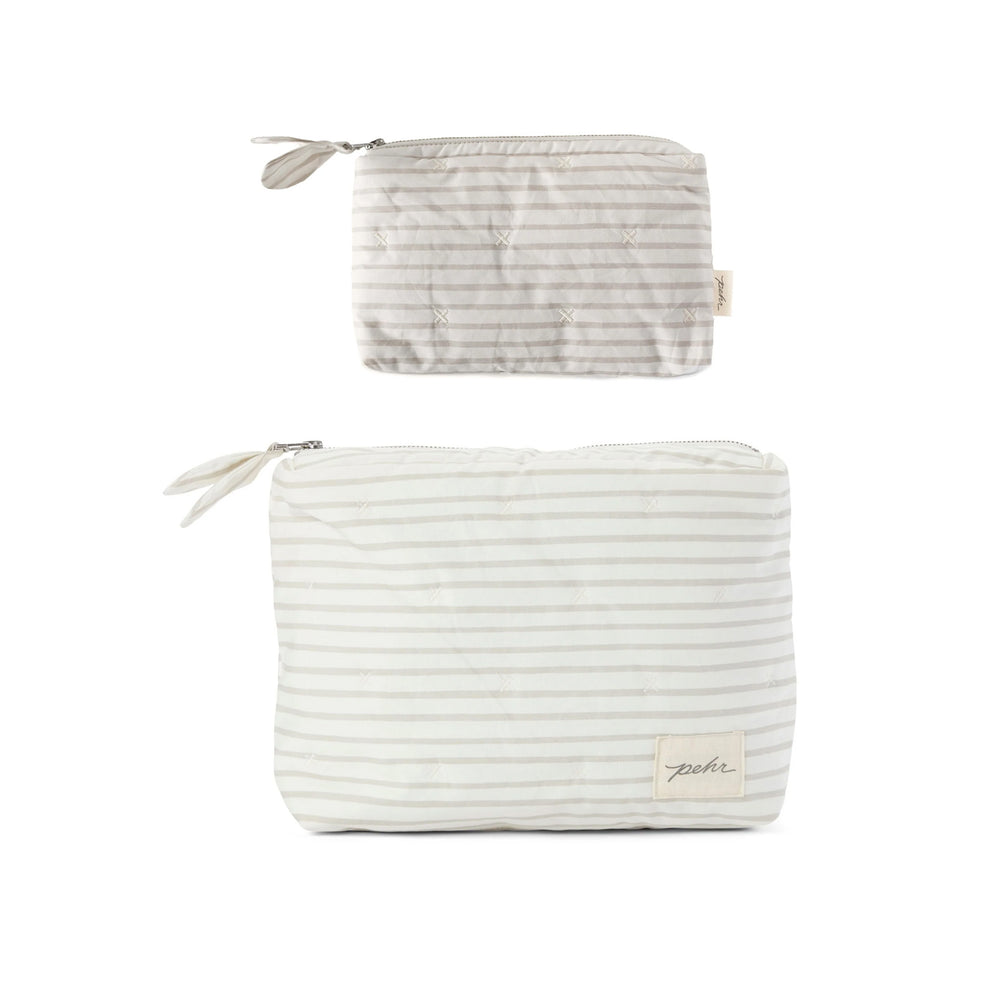 On The Go Pouch Set KIT - Travel Pehr Canada Stripes Away Pebble Grey  