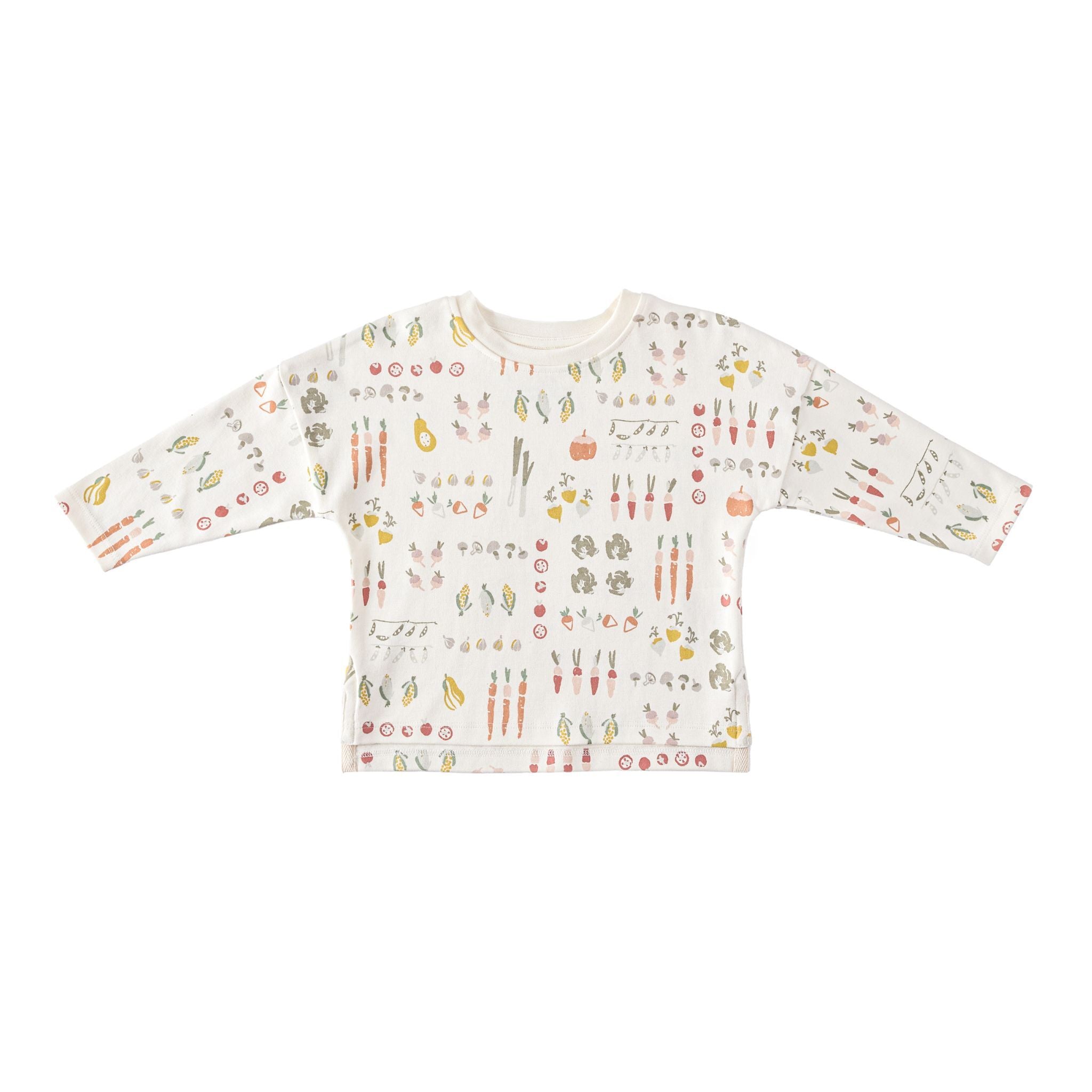 Pehr-Dropped Shoulder Long Sleeve Toddler Top-Veggie Patch-1